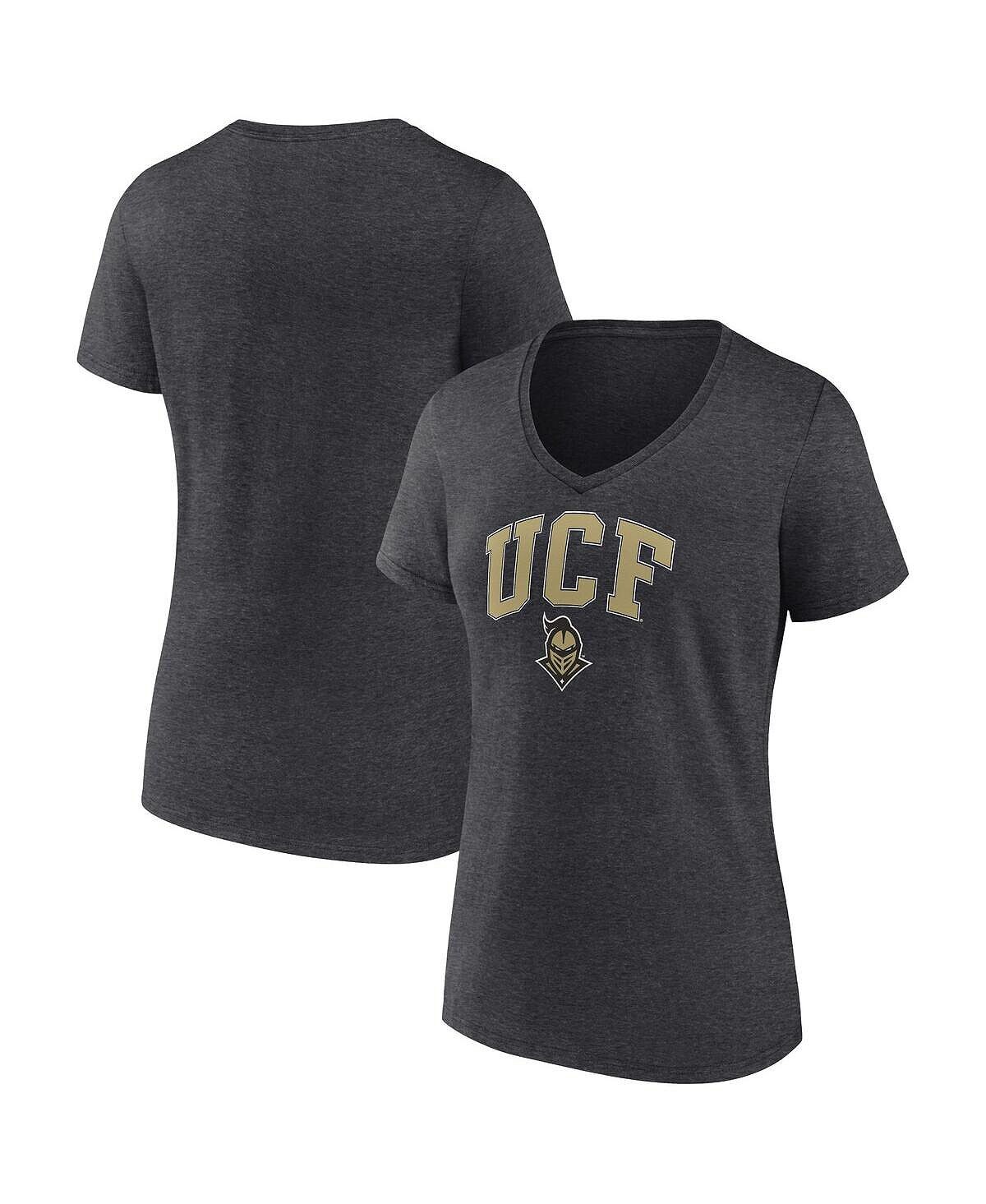 

Женская футболка с v-образным вырезом и фирменным логотипом Heather Charcoal UCF Knights Evergreen Campus Fanatics