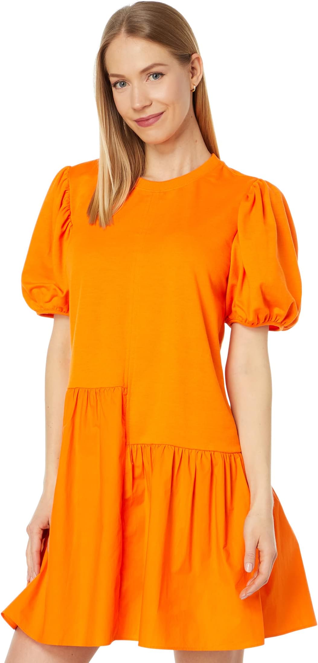 Трикотажное комбинированное платье English Factory, оранжевый