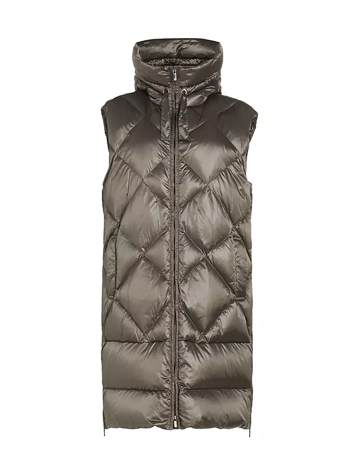 

Стеганый удлиненный пуховый жилет Max Mara, серый