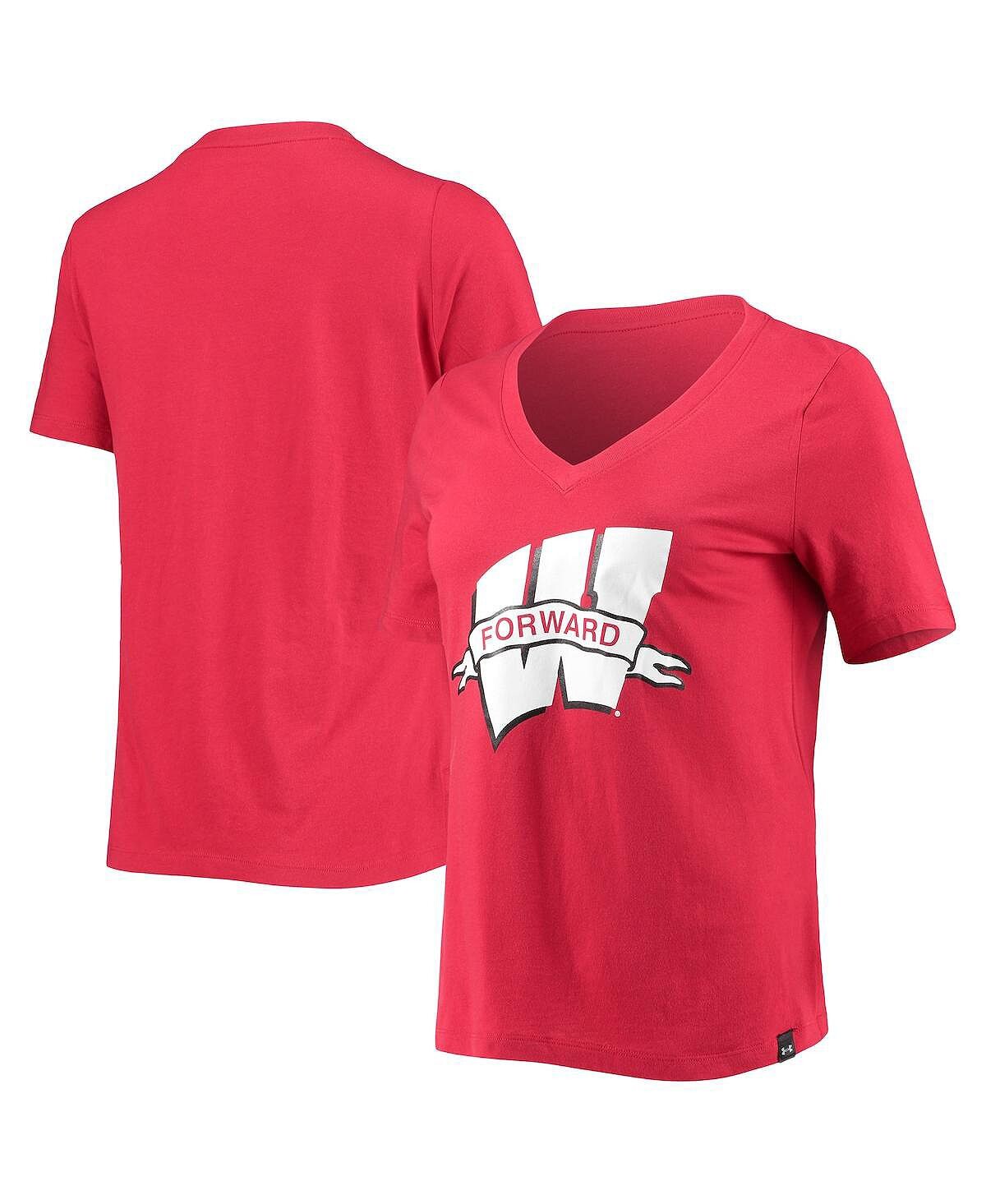 

Женская футболка Red Wisconsin Badgers с v-образным вырезом Under Armour, красный