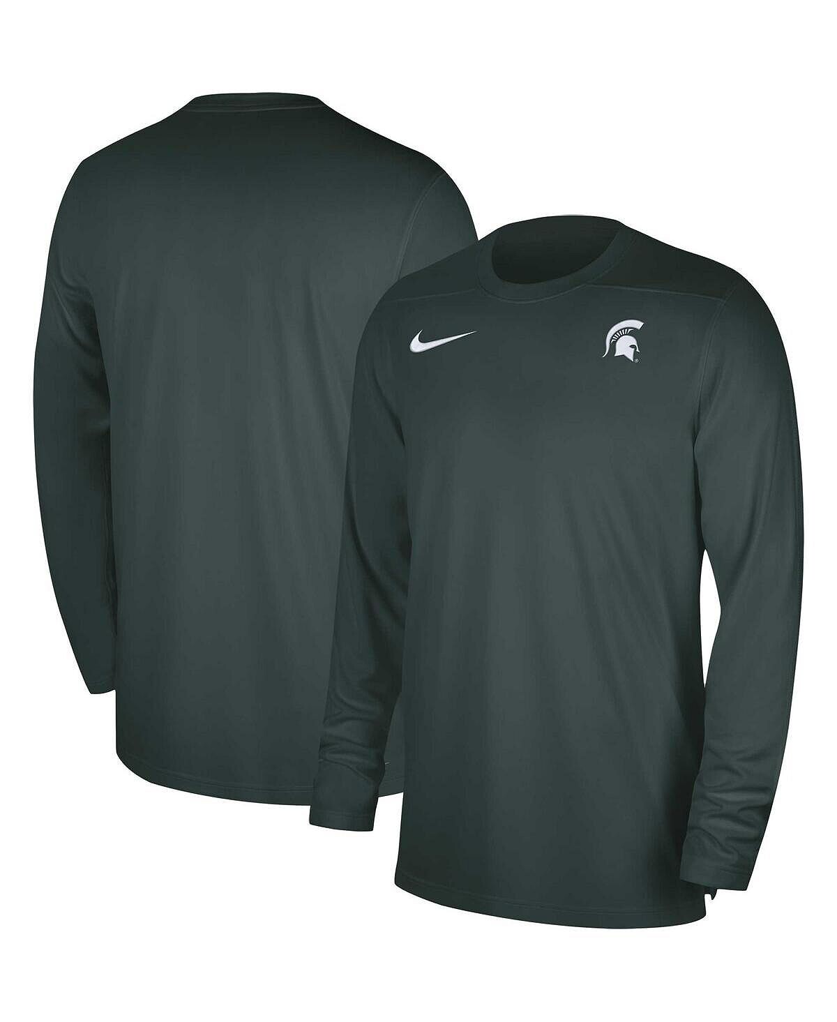 

Мужская зеленая футболка с длинными рукавами Michigan State Spartans 2023 Sideline Coaches Performance Nike, Зеленый