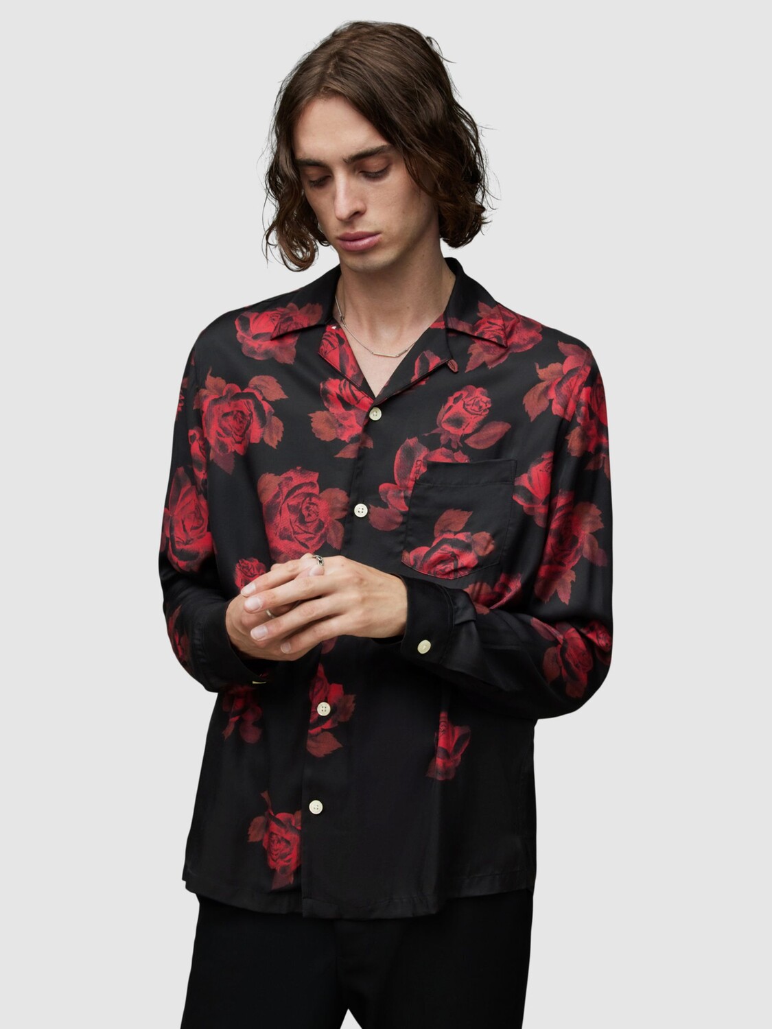 

Рубашка Thorn с длинными рукавами AllSaints, черный красный