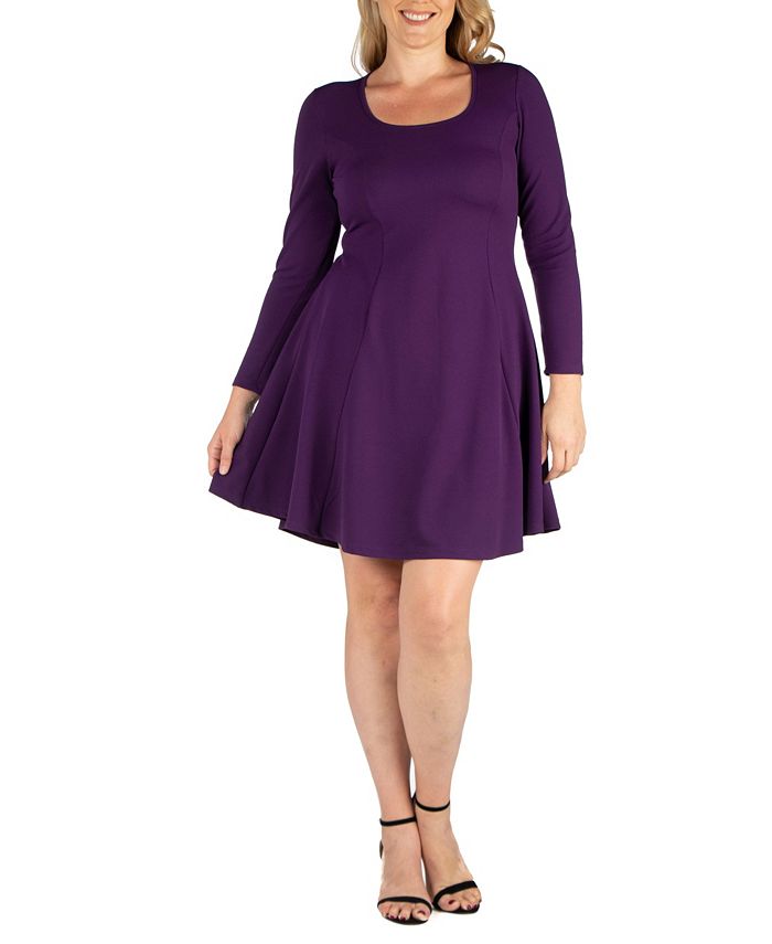 Женское приталенное платье больших размеров с расклешенной юбкой 24seven Comfort Apparel, фиолетовый