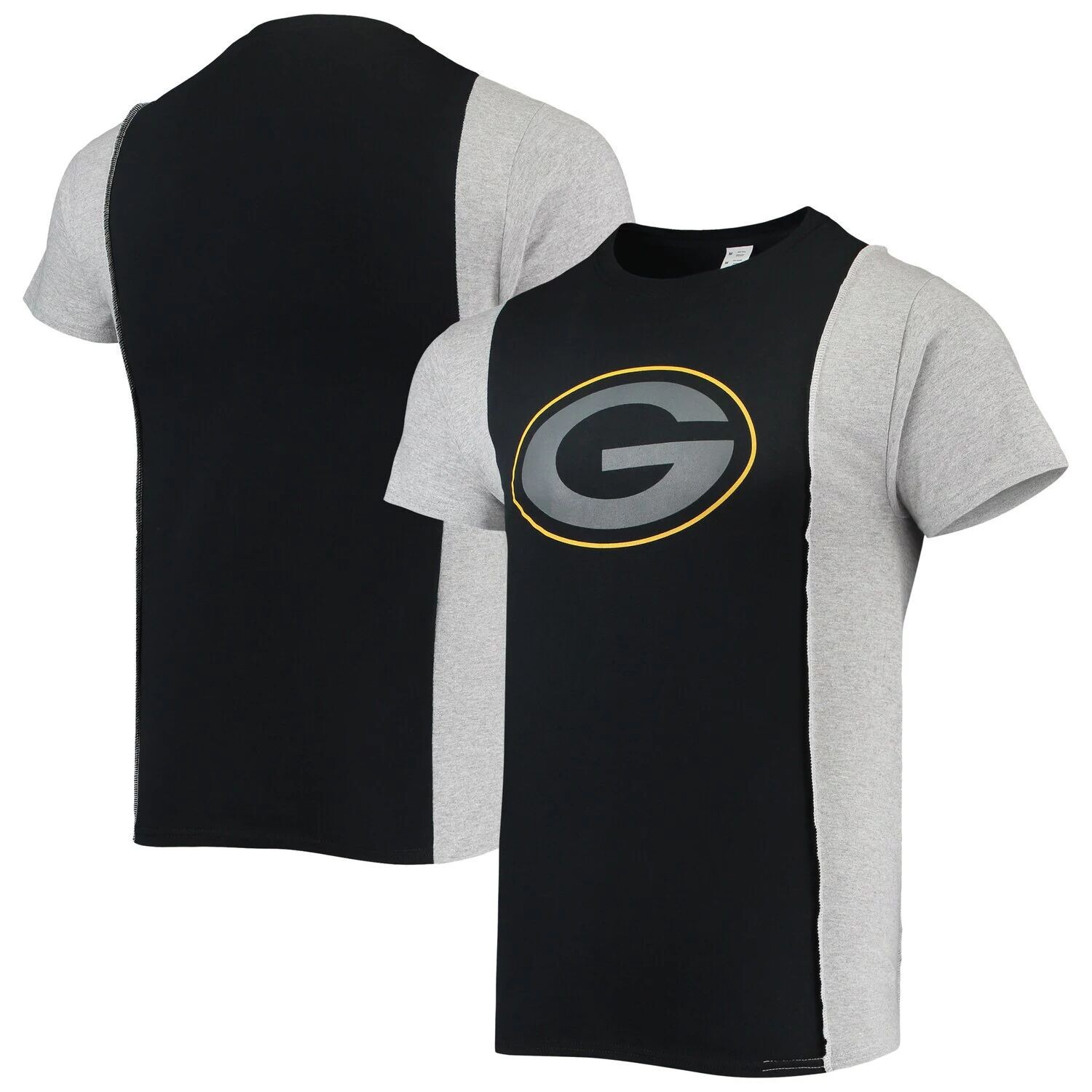 

Мужская футболка Refried Apparel черная/серая с меланжем Green Bay Packers Экологичная футболка с разрезом, Черный