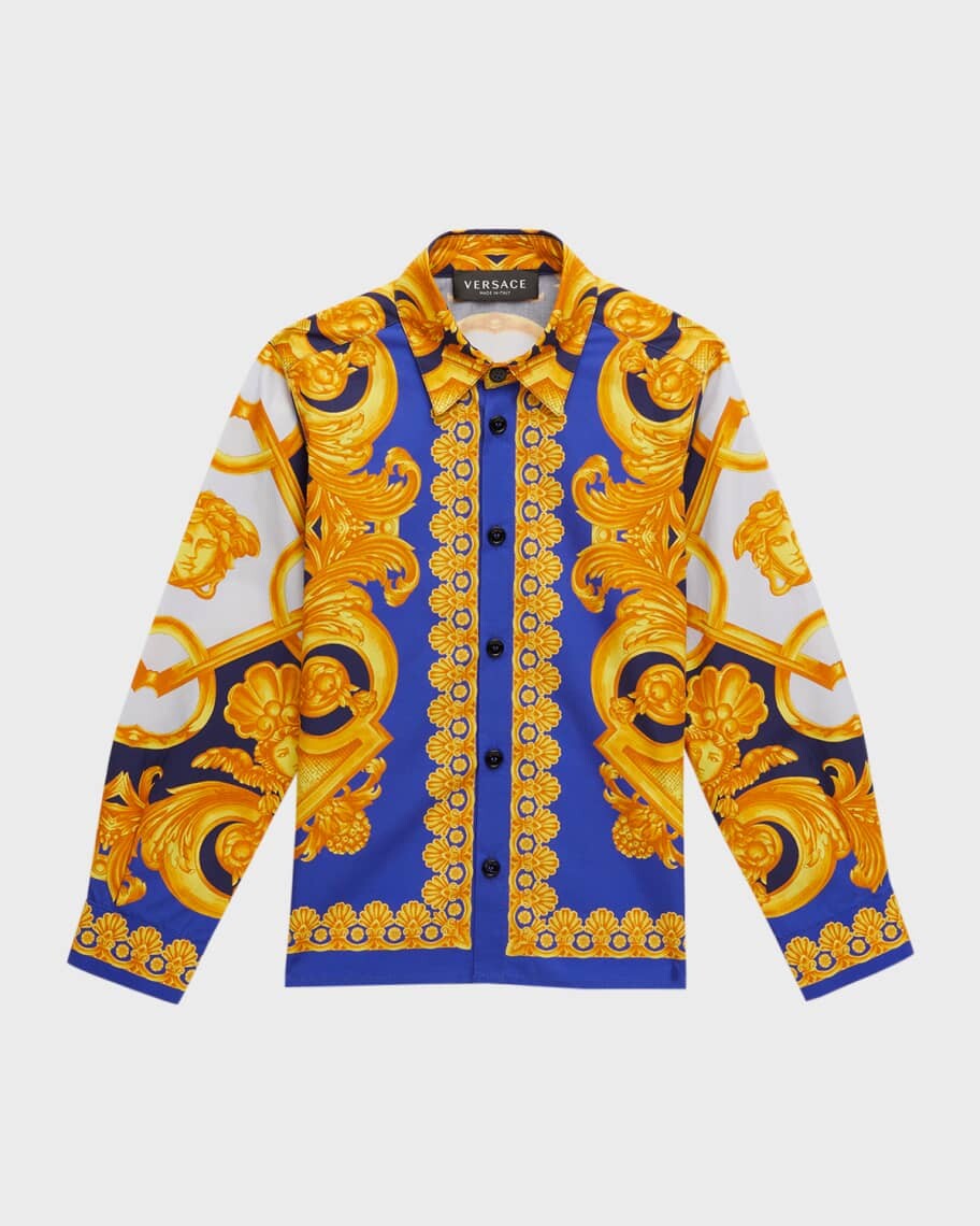 

Рубашка из поплина Barocco 660 для мальчиков, размеры 8–14 Versace