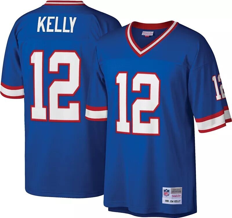 

Мужская футболка Mitchell & Ness Buffalo Bills Jim Kelly № 12, 1990 год.