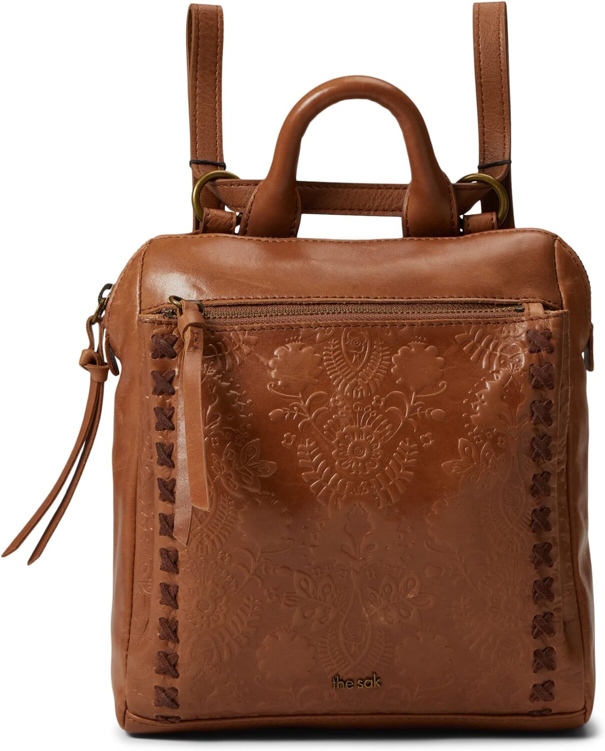 

Рюкзак Loyola Leather Mini Convertible Backpack The Sak, цвет Tobacco Floral Embossed 1