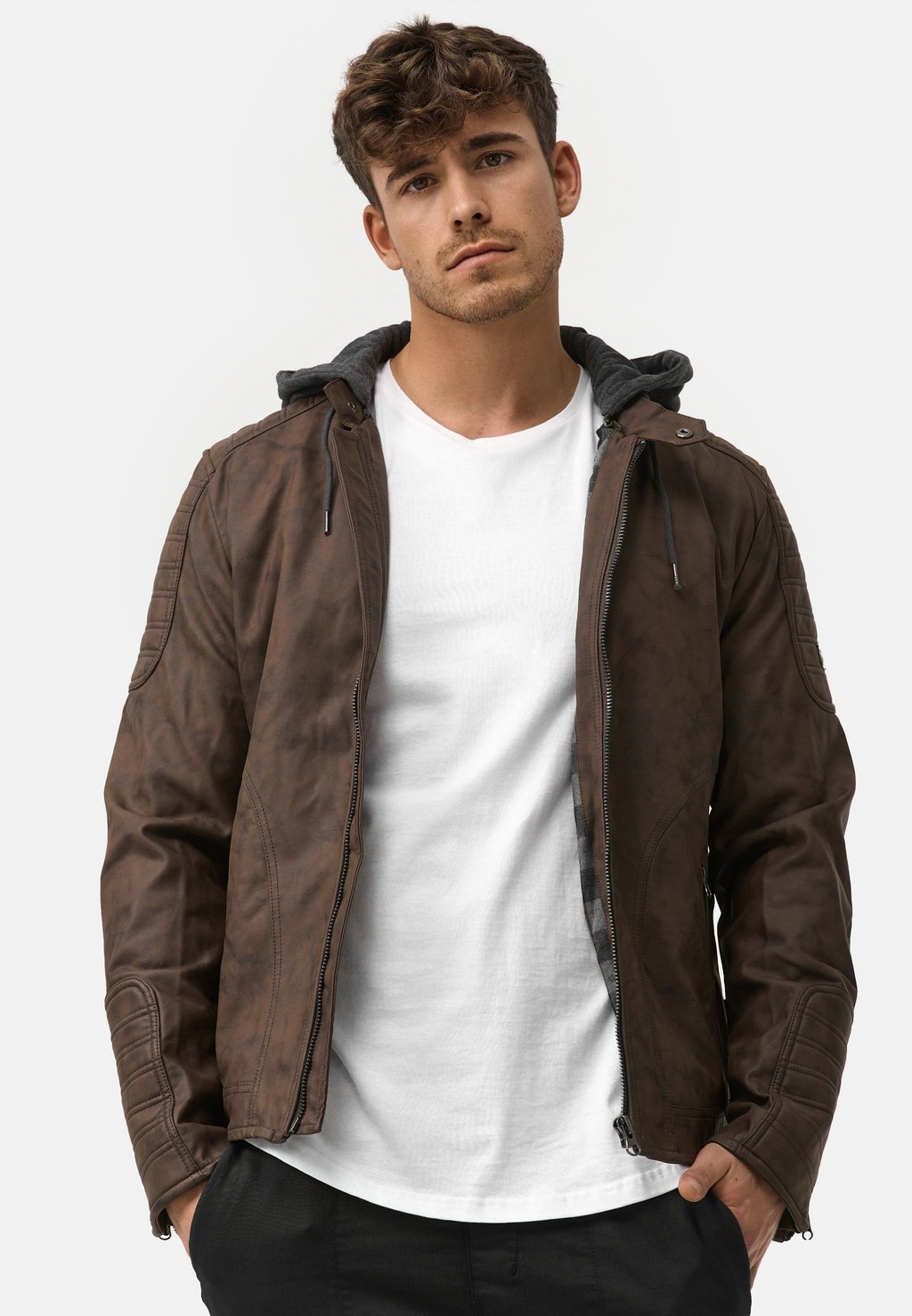 Куртка из искусственной кожи Indicode, коричневый