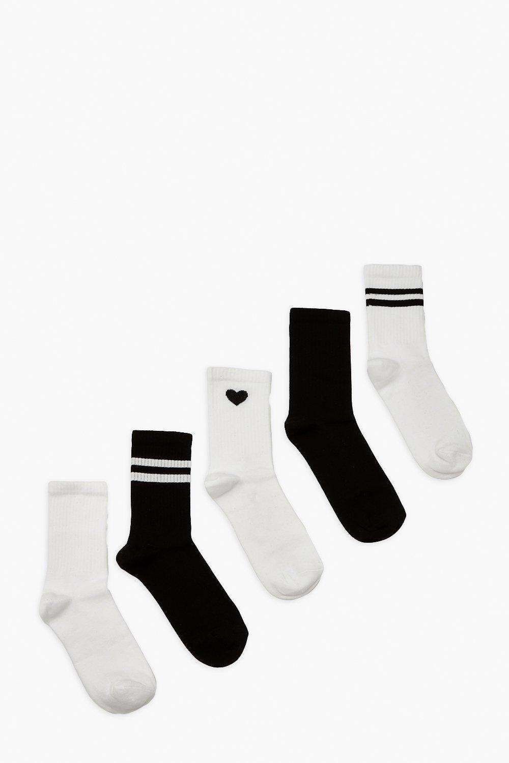 Спортивные носки Heart & Stripes (5 шт.) boohoo, белый