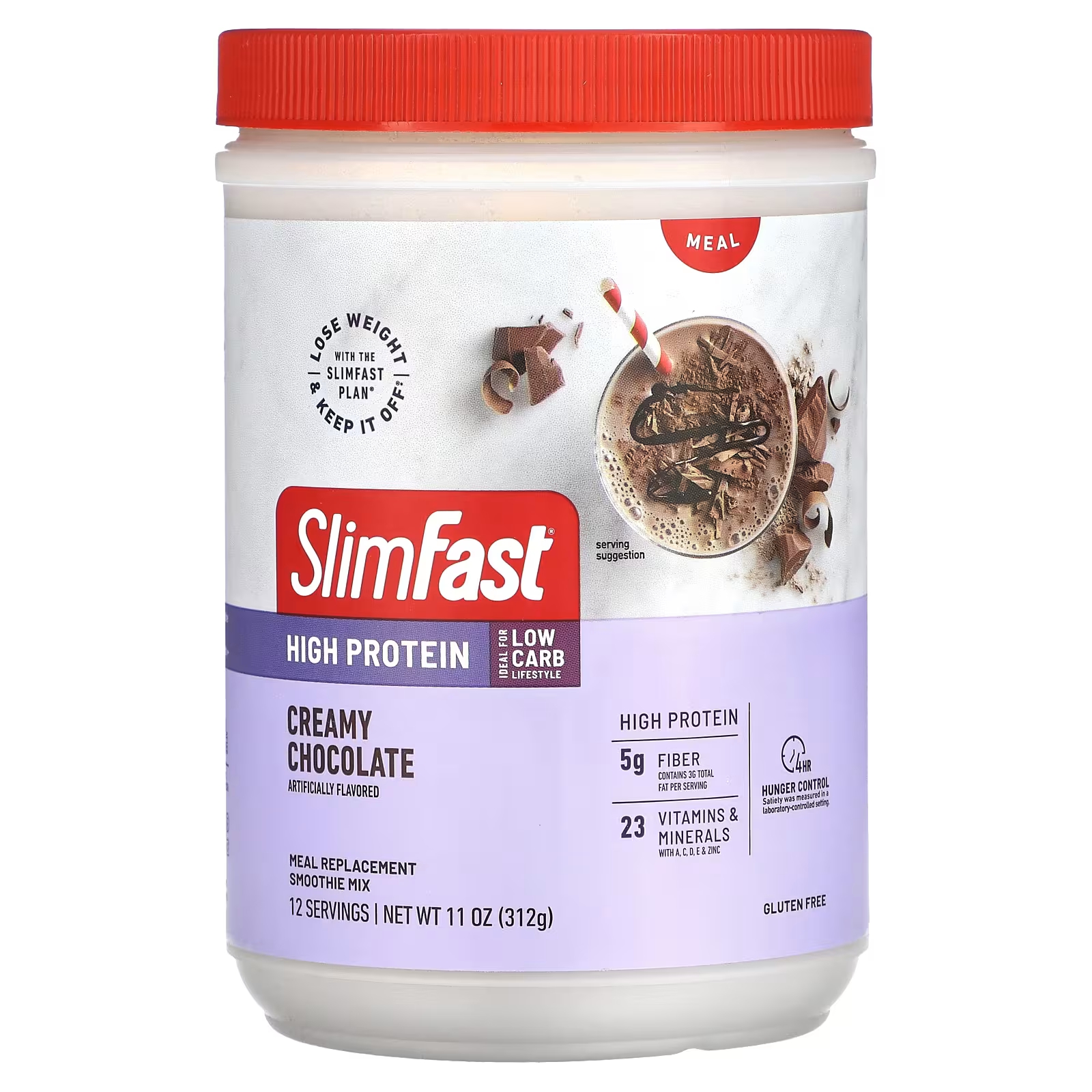 Смесь для смузи SlimFast с высоким содержанием белка, заменитель еды, сливочный шоколад, 11 унций (312 г)