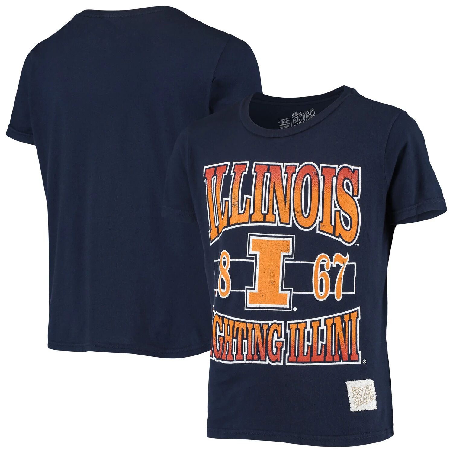 

Молодежная оригинальная брендовая ретро-темно-синяя футболка Illinois Fighting Illini Vault с графическим принтом Unbranded