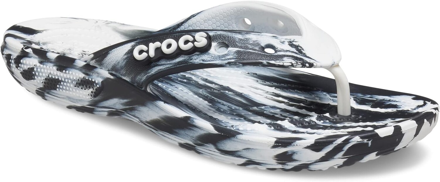 

Шлепанцы Classic Marbled Tie-Dye Flip Crocs, цвет Black/White