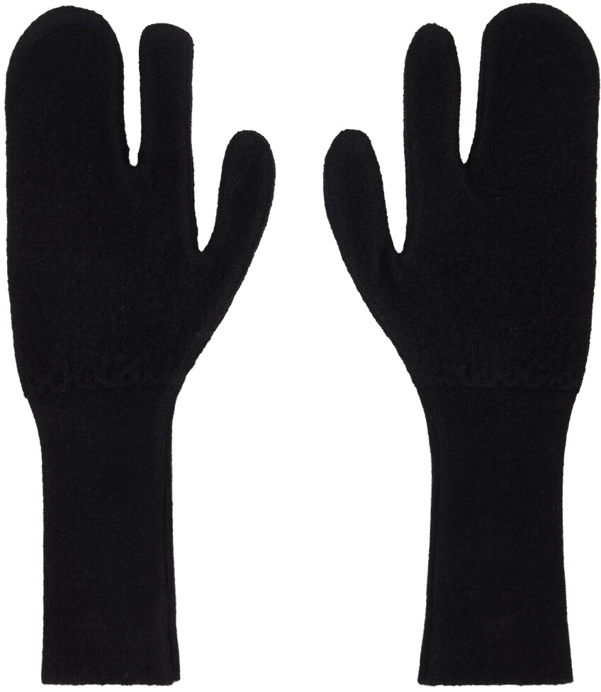 

Черные валяные вязаные перчатки MM6 Maison Margiela