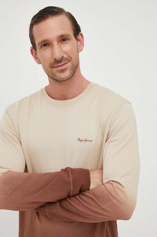 

Хлопковый топ Kenneth с длинными рукавами Pepe Jeans, бежевый