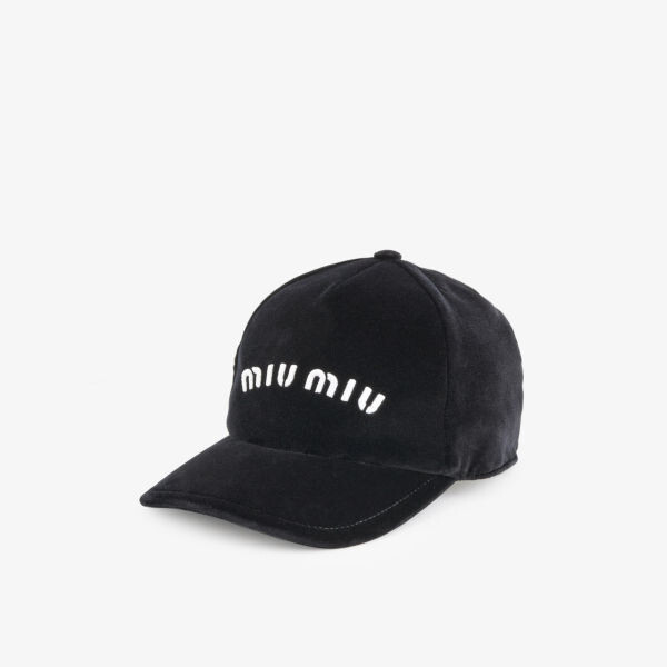 

Велюровая кепка с фирменной вышивкой Miu Miu, цвет nero+bianco