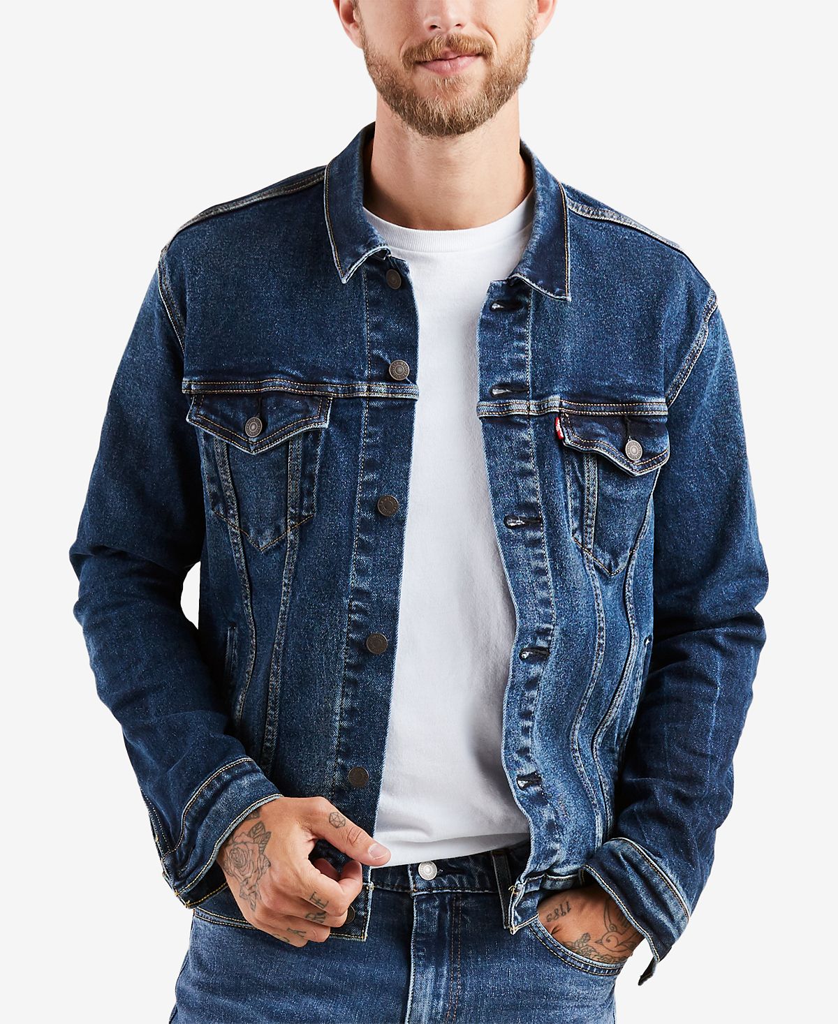 Мужская джинсовая куртка классического кроя из эластичного денима Levi's джинсовая куртка стандартного кроя colin s черный