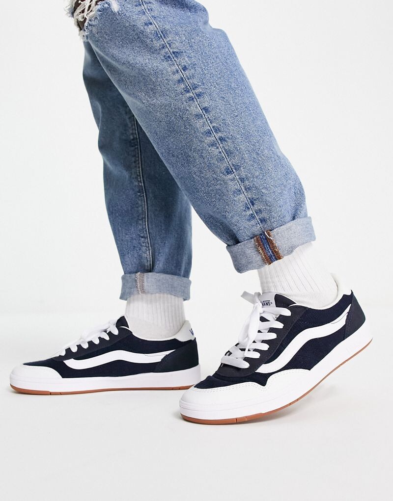 

Бело-темно-синие замшевые кроссовки Vans Cruze Too CC