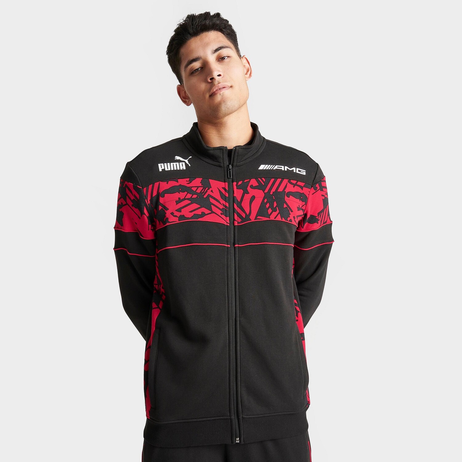 

Мужская спортивная куртка Puma Mercedes-AMG Camo SDS с графическим рисунком, черный