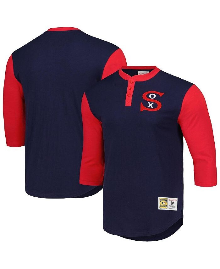 

Мужская темно-синяя футболка Chicago White Sox Cooperstown Collection Legendary Slub Henley с рукавами 3/4 Mitchell & Ness, синий