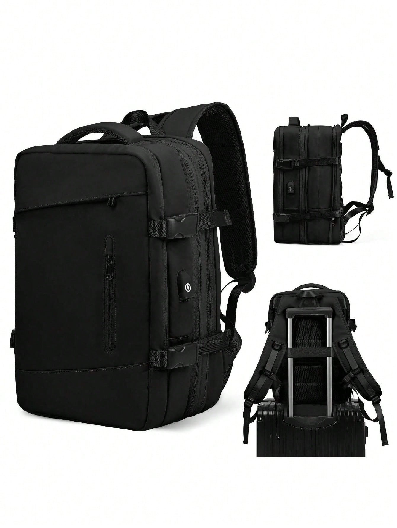 Мужской рюкзак с расширяемой вместимостью для деловых поездок, серый дорожный рюкзак большой вместимости черный