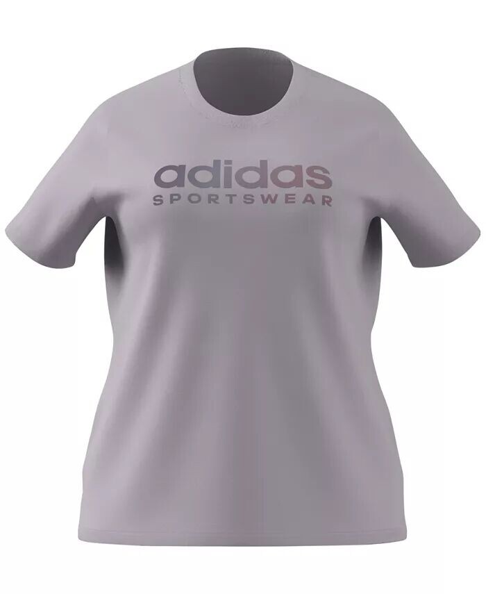 

Хлопковая футболка больших размеров с графическим линейным логотипом adidas, фиолетовый
