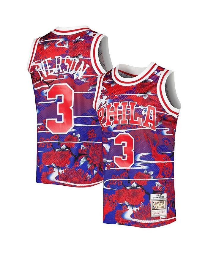 

Мужская красная майка Allen Iverson Philadelphia 76ers Hardwood Classics Lunar New Year Swingman Mitchell & Ness, красный