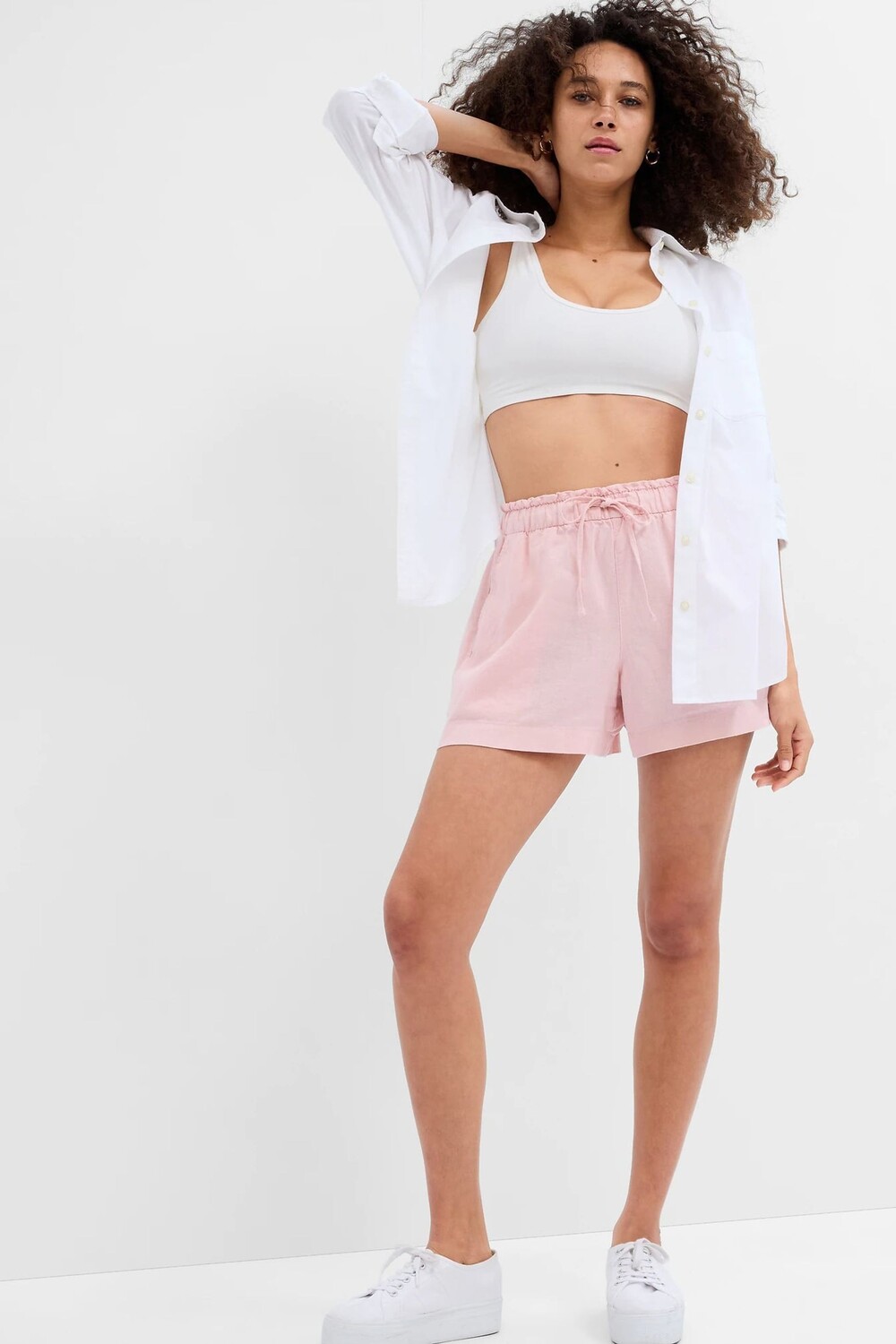 

Льняные шорты без застежки Gap, розовый