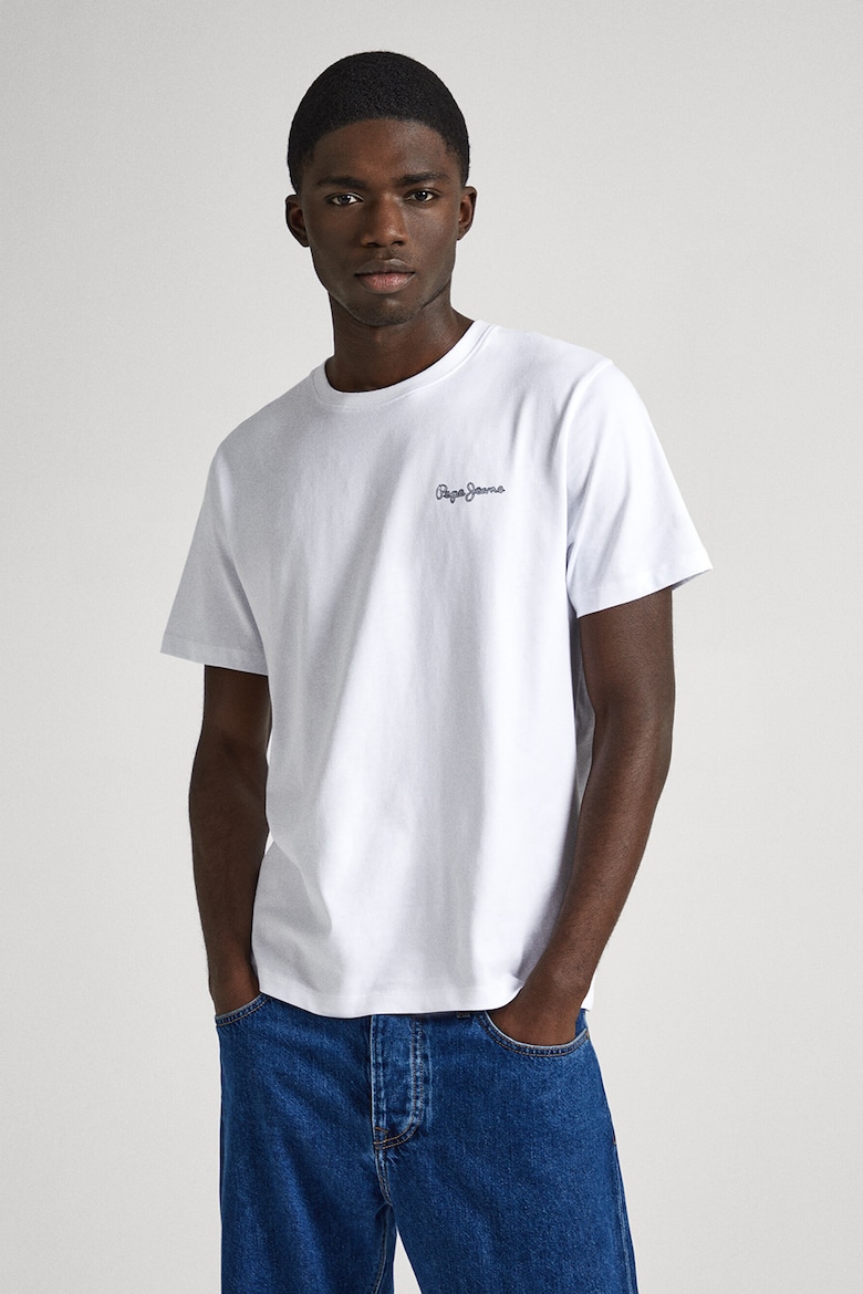 Футболка с овальным вырезом и логотипом на спине Pepe Jeans London, белый