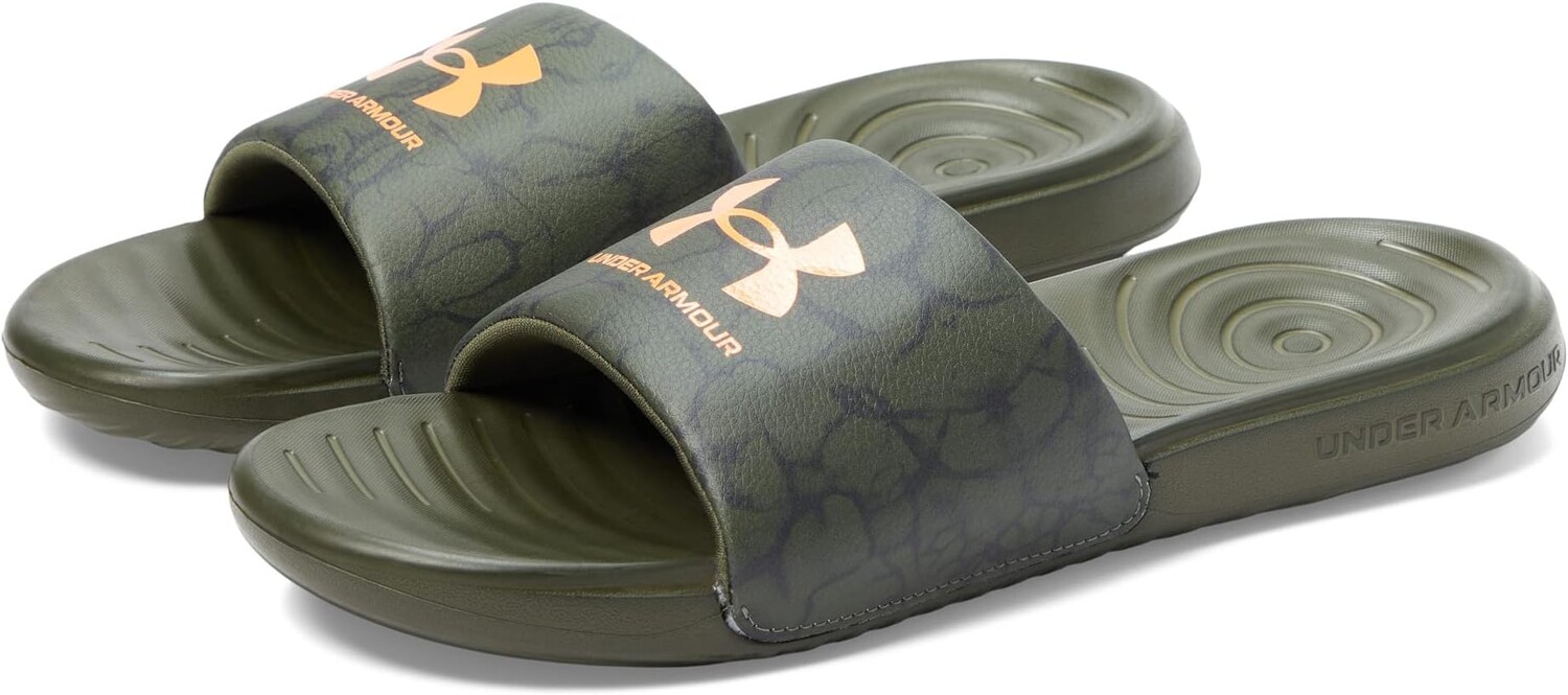 

Шлепанцы Ansa Fix Slides Under Armour, цвет Marine OD Green/Marine OD Green/Orange Blast