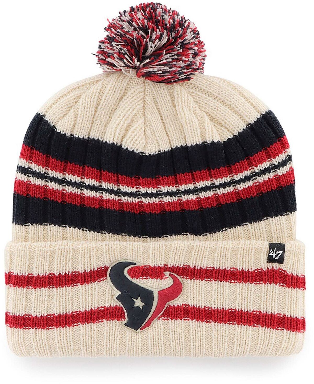 

Мужская вязаная шапка Natural Houston Texans Hone с манжетами и помпоном '47 Brand