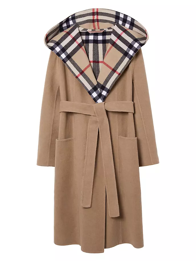 

Шерстяное пальто Rydechk с поясом Burberry, цвет archive beige check
