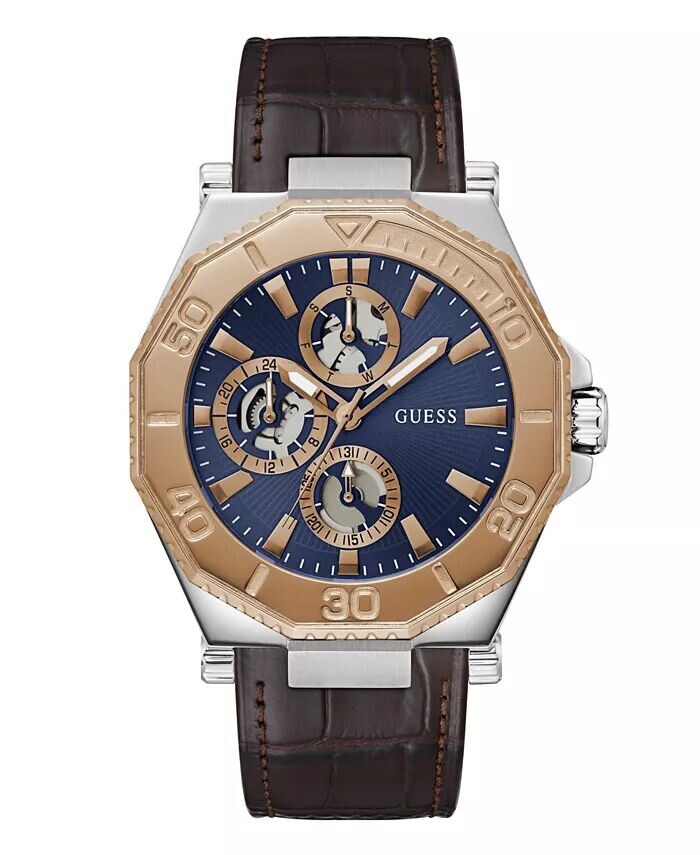 

Мужские аналоговые коричневые часы из натуральной кожи 46 мм GUESS, коричневый