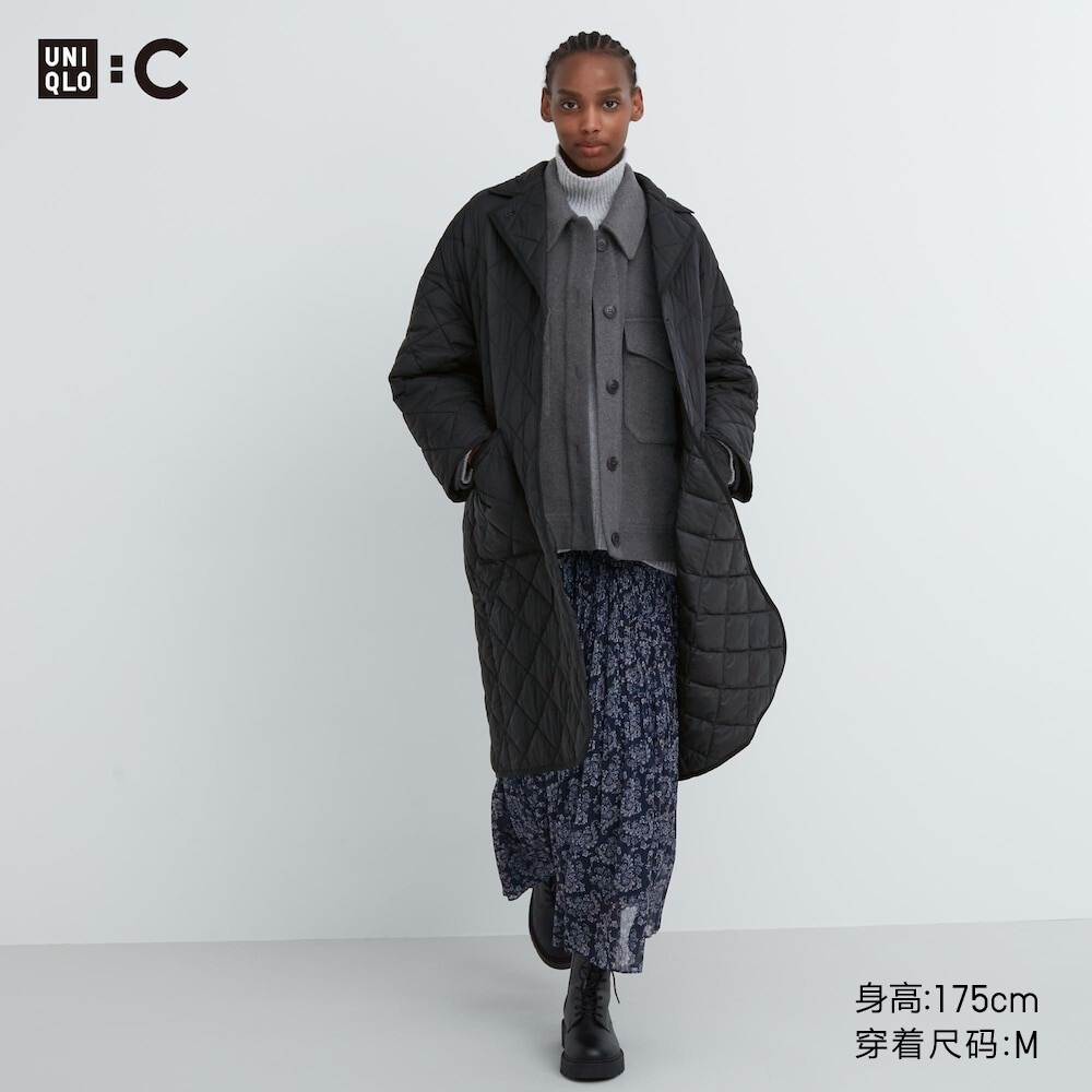

Пальто Uniqlo Pufftech стеганое свободное, черный