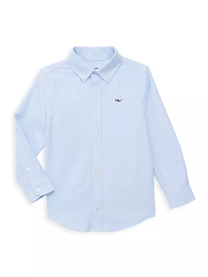 Хлопковая рубашка с длинными рукавами для маленьких мальчиков и мальчиков Vineyard Vines, цвет ocean breeze цена и фото