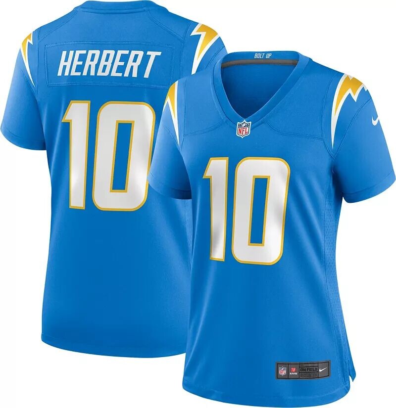 

Женская синяя майка Nike Los Angeles Chargers Justin Herbert #10