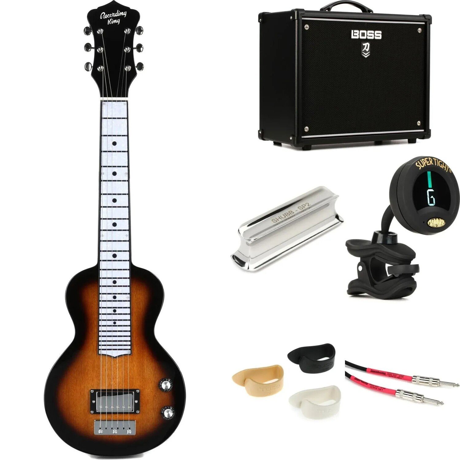 

Новый комплект с усилителем Recording King RG-35-SN Lap Steel и Boss Katana-50 MKII — Sunburst