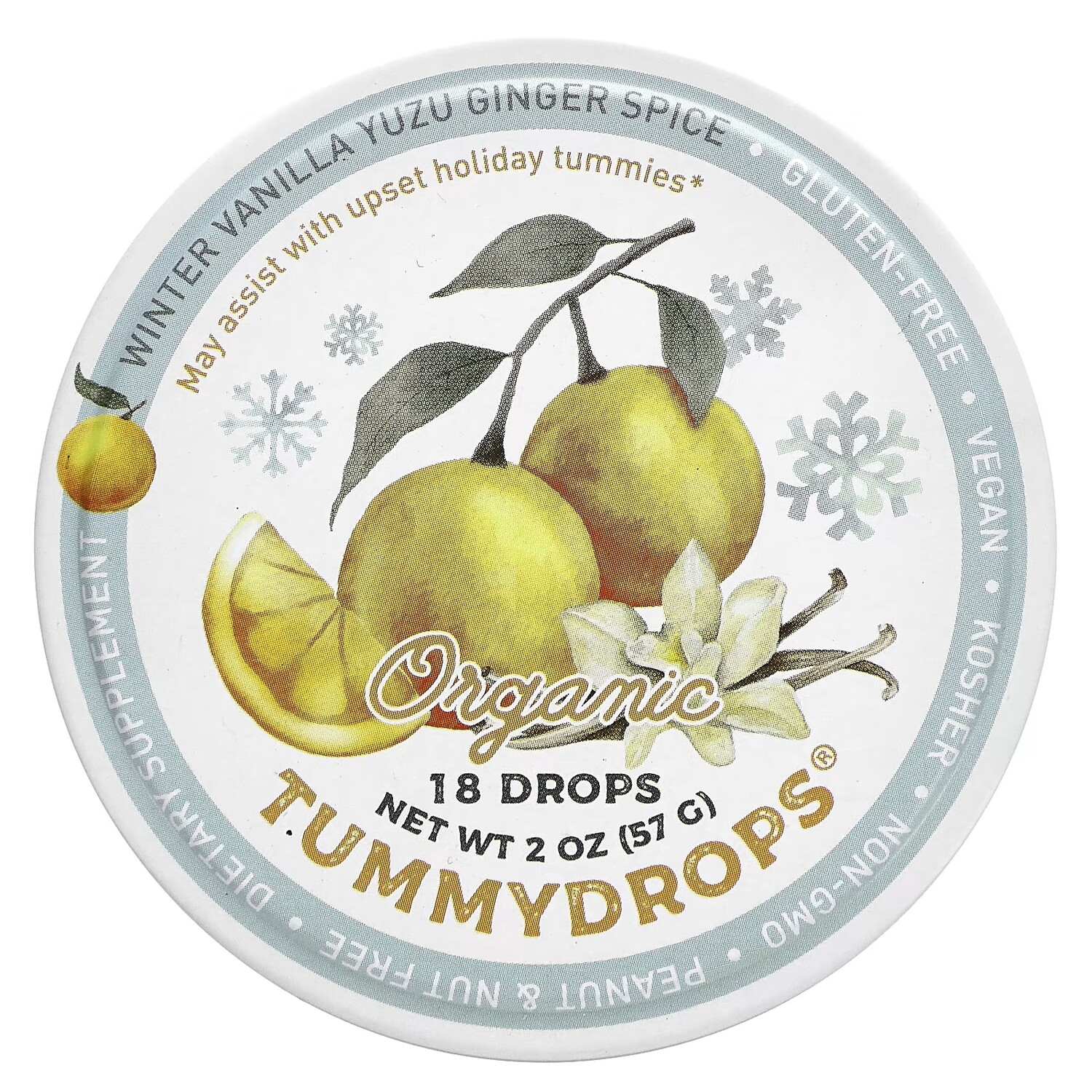 

Tummydrops Organic Winter Vanilla Yuzu Ginger Spice 18 капель 2 унции (57 г)