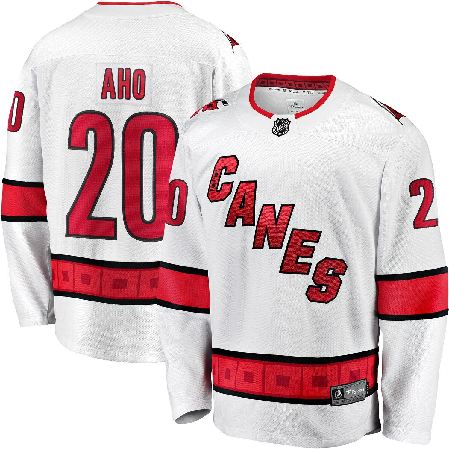 

Мужская белая футболка с логотипом Sebastian Aho Carolina Hurricanes Away Premier Breakaway Player Fanatics