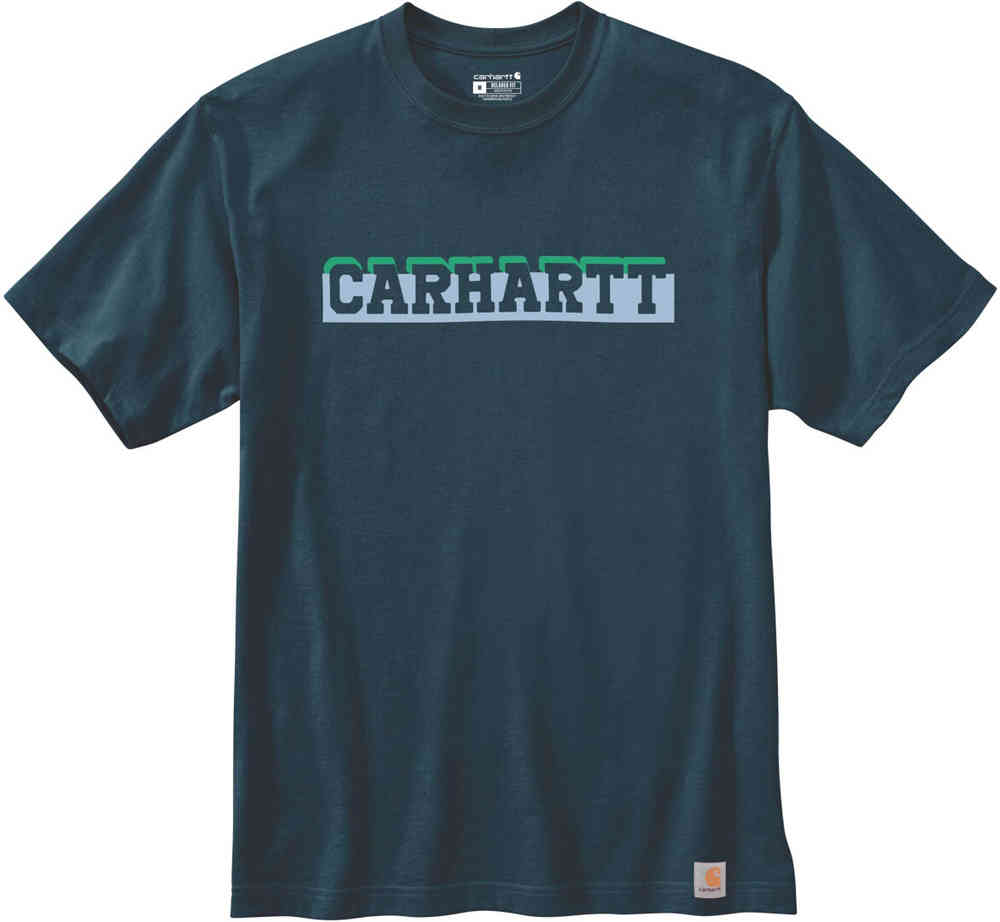Футболка свободного кроя Heavyweight с графическим логотипом Carhartt, темно-синий