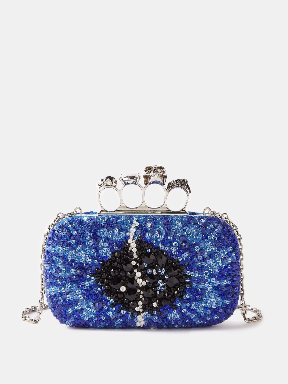 

Клатч skull four ring, украшенный кристаллами Alexander McQueen, синий