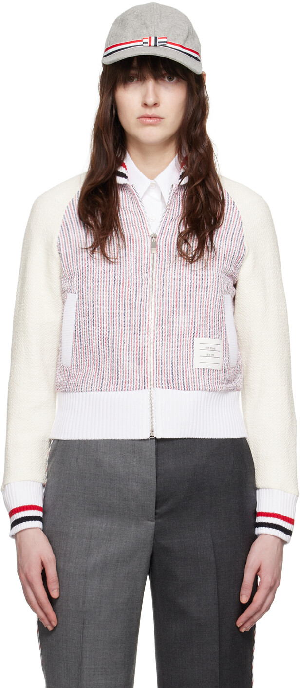 

Белый кардиган с шалевым воротником Thom Browne
