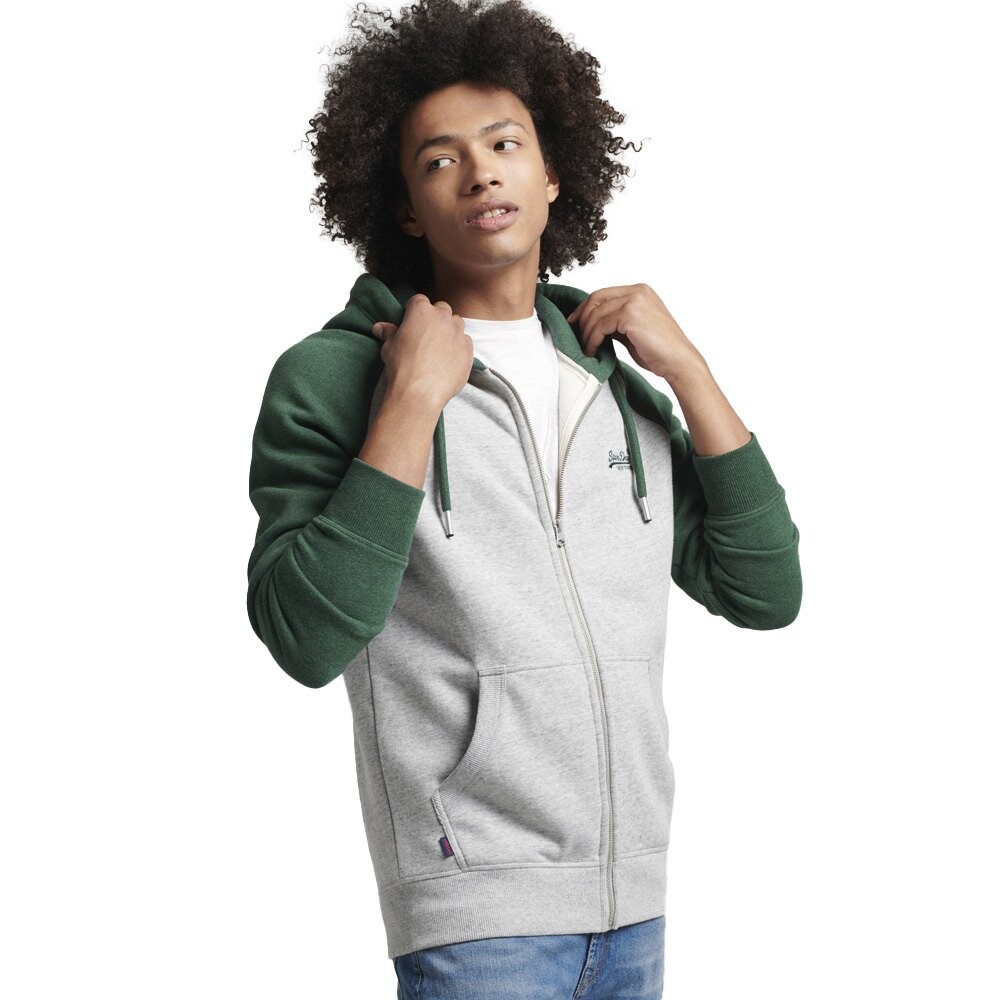 

Толстовка Superdry Vle Baseball Hood Full Zip, зеленый