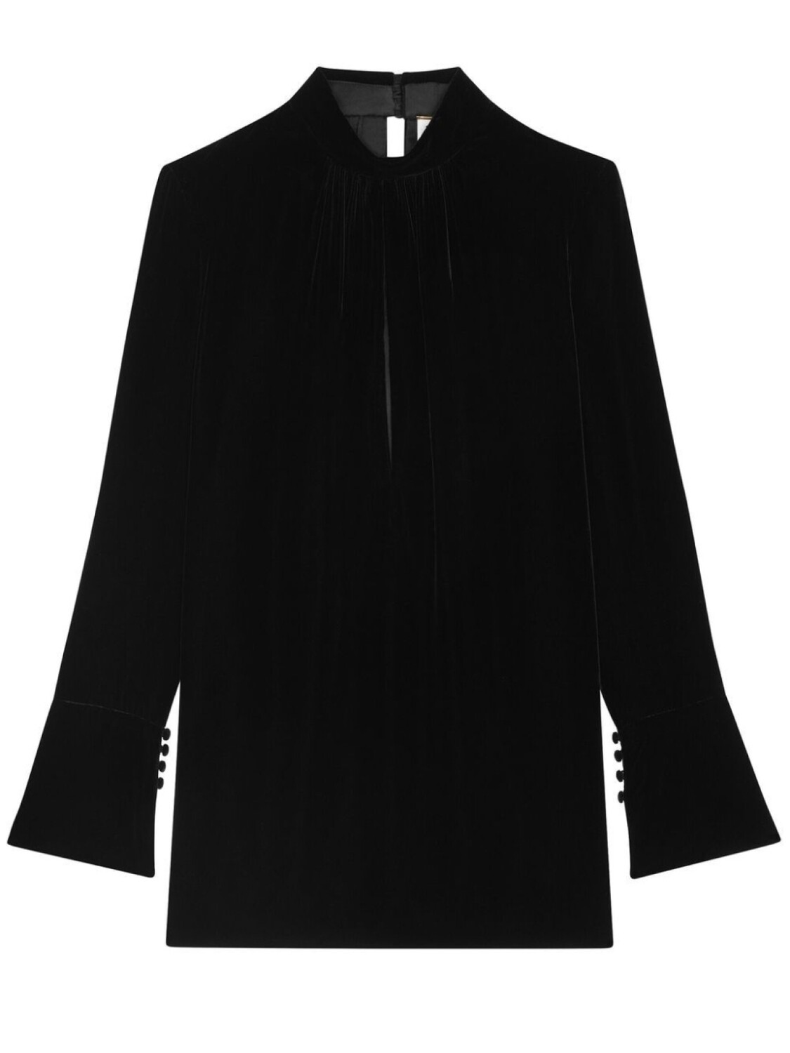 

Saint Laurent шелковое платье с длинными рукавами, черный