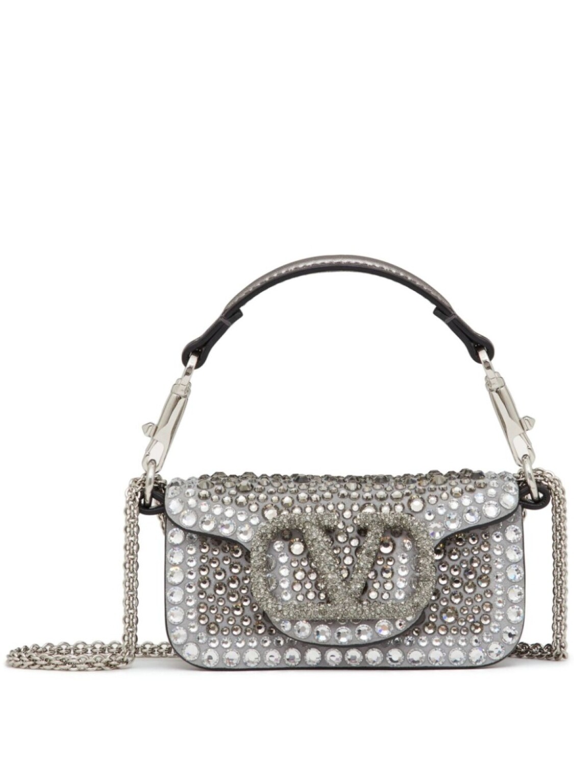 

Valentino Garavani мини-сумка Loc со стразами, серебристый