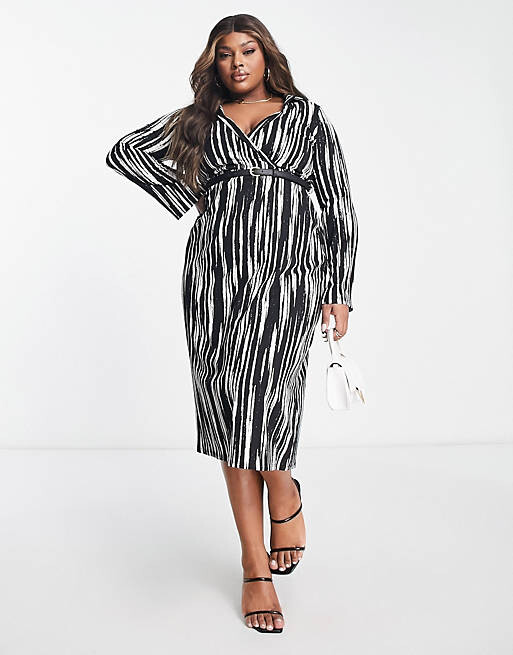

Платье миди с запахом и поясом ASOS DESIGN Curve