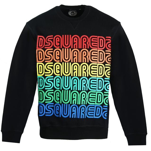 

Свитер с разноцветным повторяющимся логотипом Dsquared2, черный