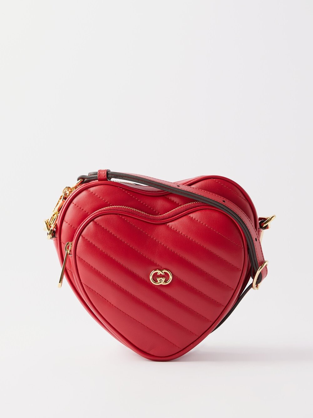 

Стеганая кожаная мини-сумка через плечо interlocking-g Gucci, красный