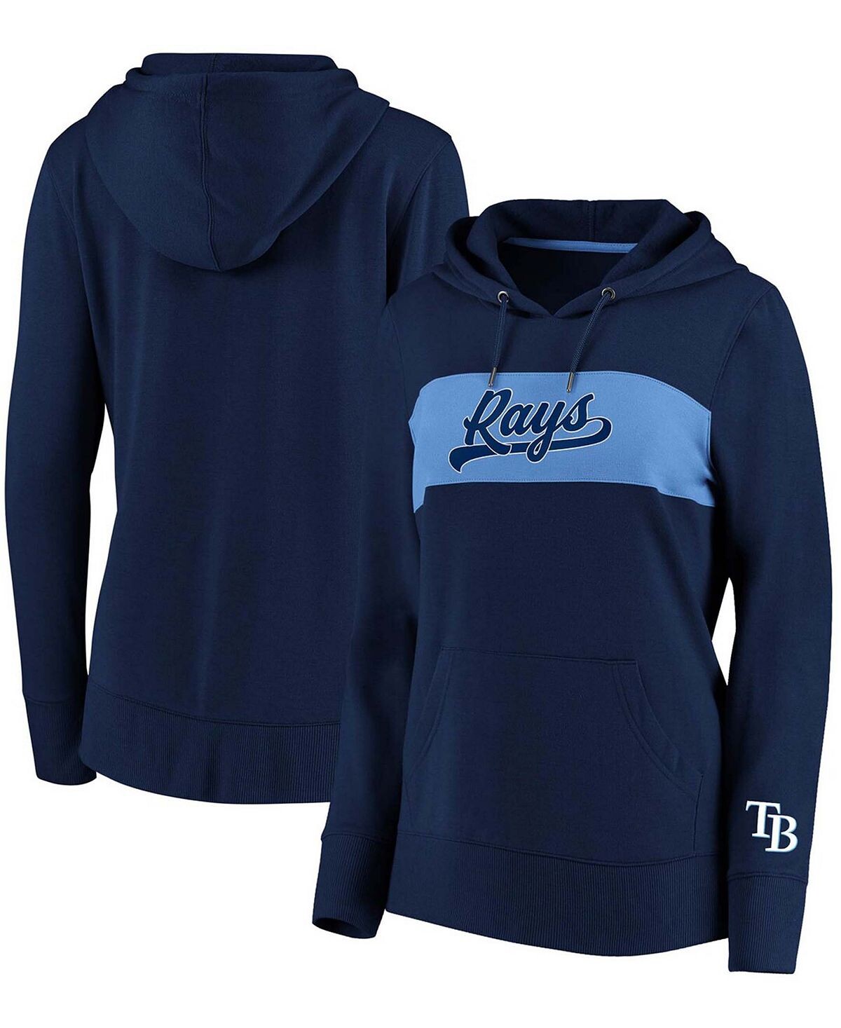 

Плюс размер Темно-синий пуловер с капюшоном Tampa Bay Rays Tri-Blend Color Block Fanatics, темно-синий