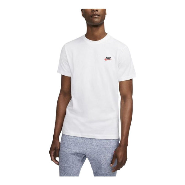 Футболка Nike Sportswear Club Embroidered Logo Solid Color Round Neck Short Sleeve White, мультиколор
