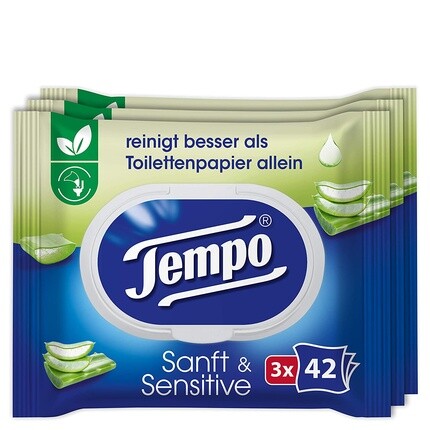 

Туалетная бумага Tempo Moist Gentle and Sensitive - 42 листа, 0,651 г Tempo Toilettenpapier Feucht